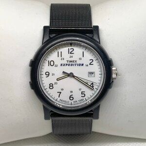 Timex Mens Expedition Camper Watch 38mm indiglo black tone white dial running